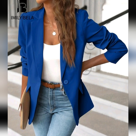 Jackets & Blazers - Chic Blue Single-Button Blazer